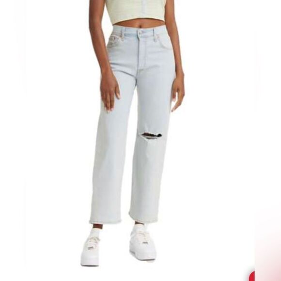 Ladies Levi’s size 29 ribcage super high-rise straight relaxed fit ankle pants - Picture 1 of 12